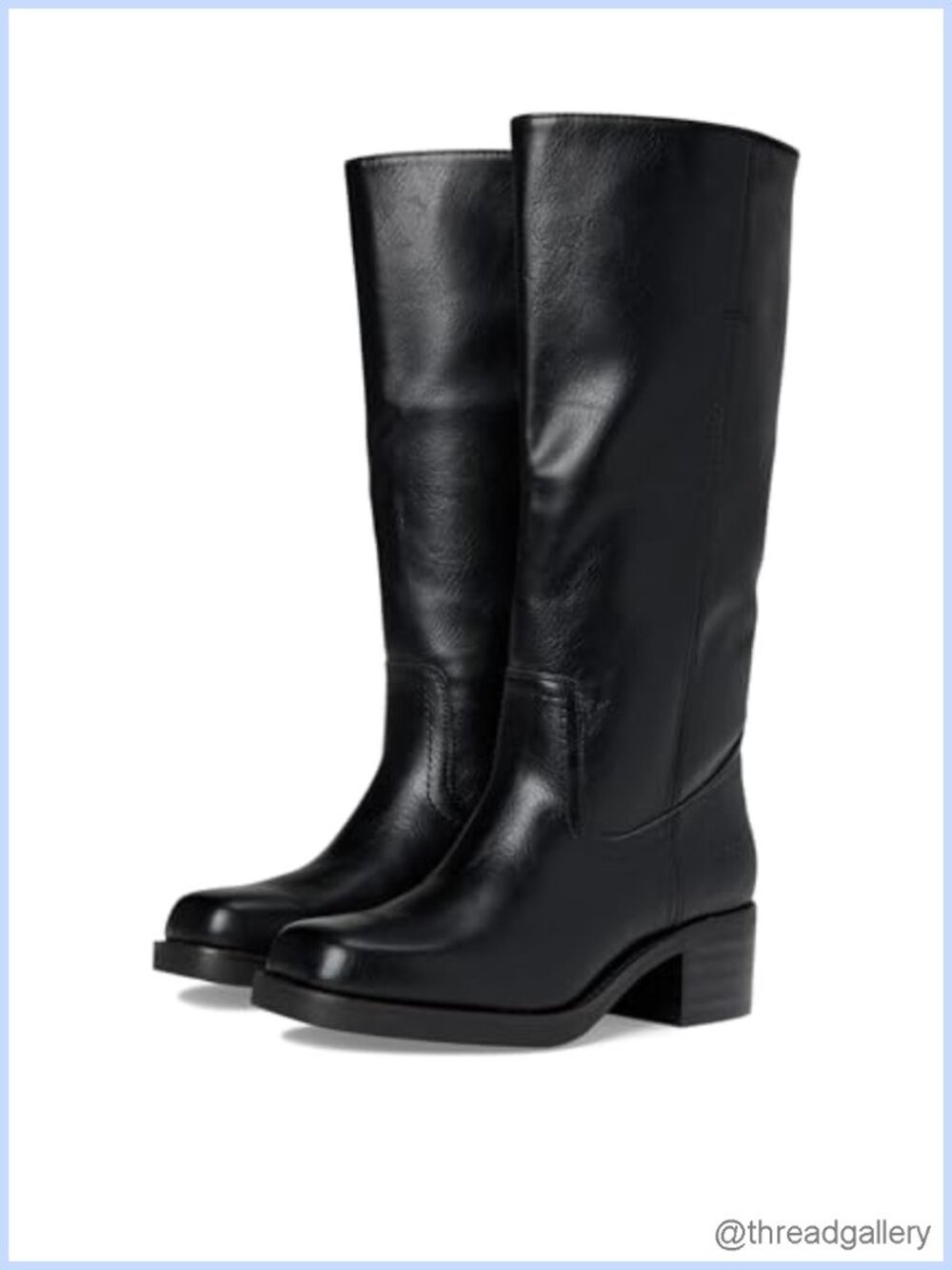 Miranda 14 Calf High PU Equestrian Boots Square Toe Block Heel Mid Calf Everyday